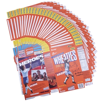 Lot of (38) Michelle Akers Signed Endorsements Including 28 Uncut Wheaties Boxes (Akers LOA)